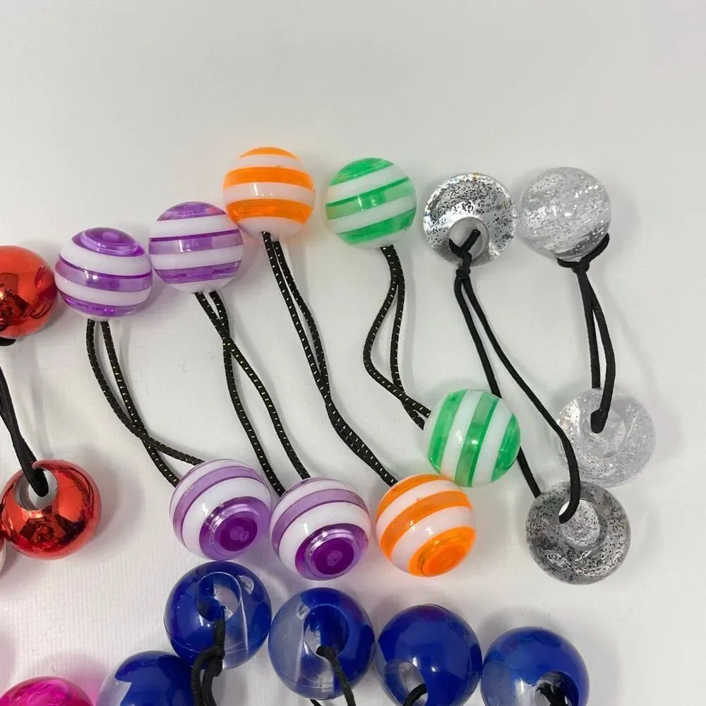 Twin Bead Hair Knocker Pony Tail Holders Bubbles Balls Tie Backs Lot of 18 Sets